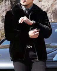 Big & Tall Men's Mink Faux Fur Hooded Coat M-6XL