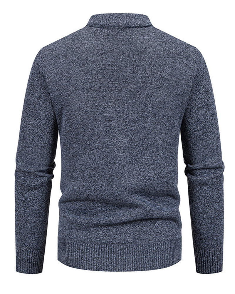 Big & Tall Men's Business Diamond Jacquard Thickened Sweater Cardigan Jacket L-3XL