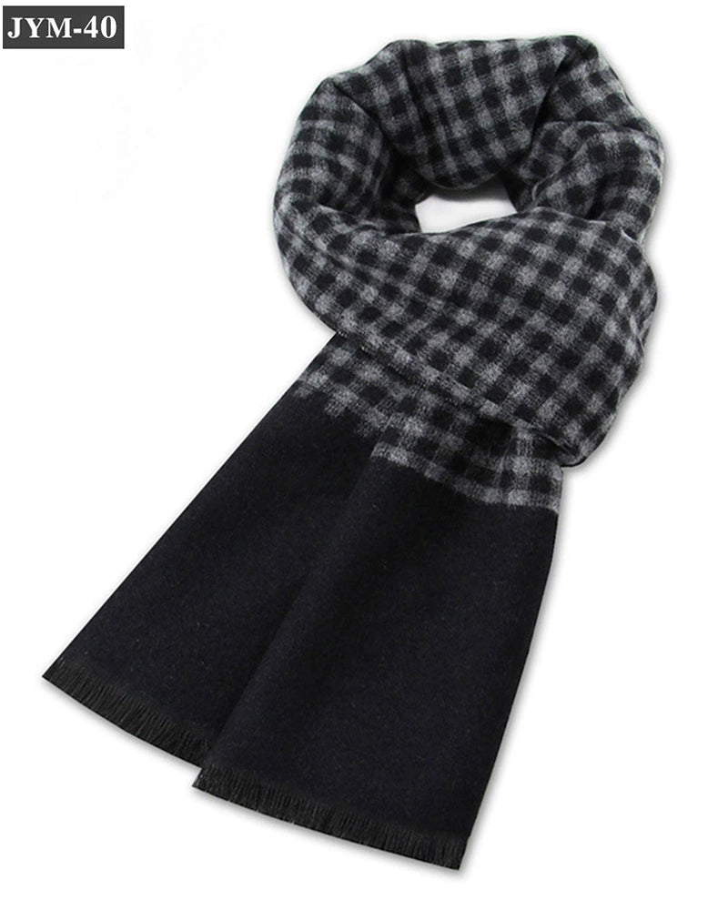 New Men's Scarf Wool Blended Plaid Scarf Men's Winter Warm Plaid Scarf Factory Customized Wholesale
