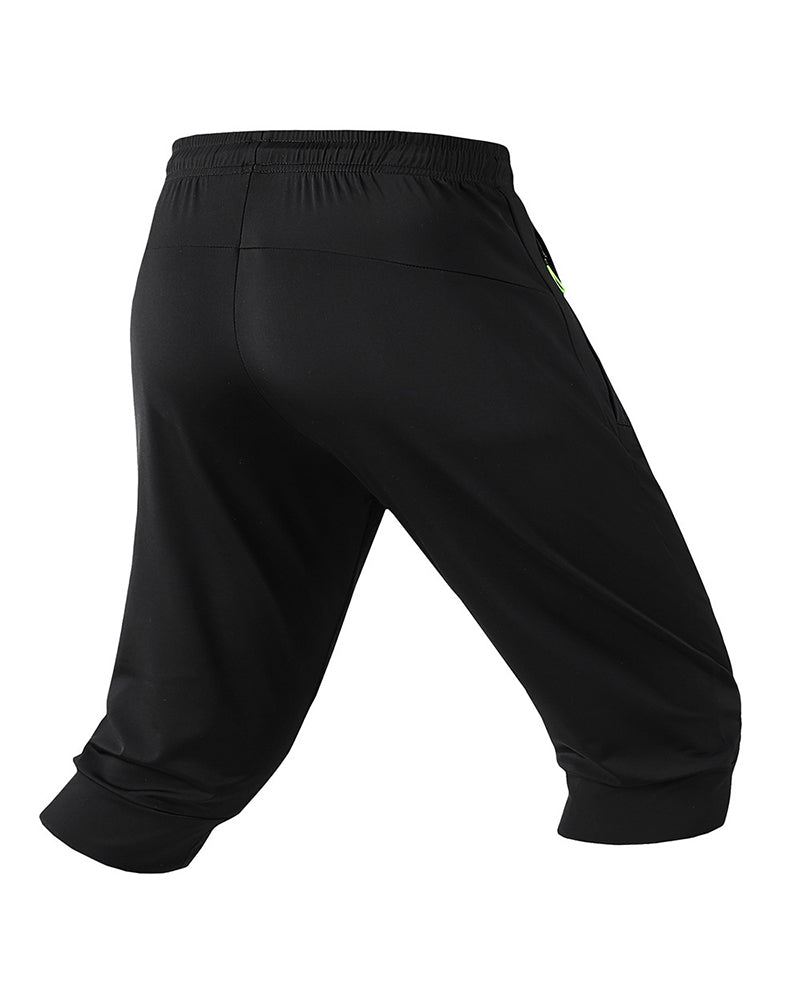 Men's Ice Silk Pants Capri Pants Sports Shorts Summer Stretch Air Conditioning Pants Breathable Loose Trendy All-match Large Size Pants