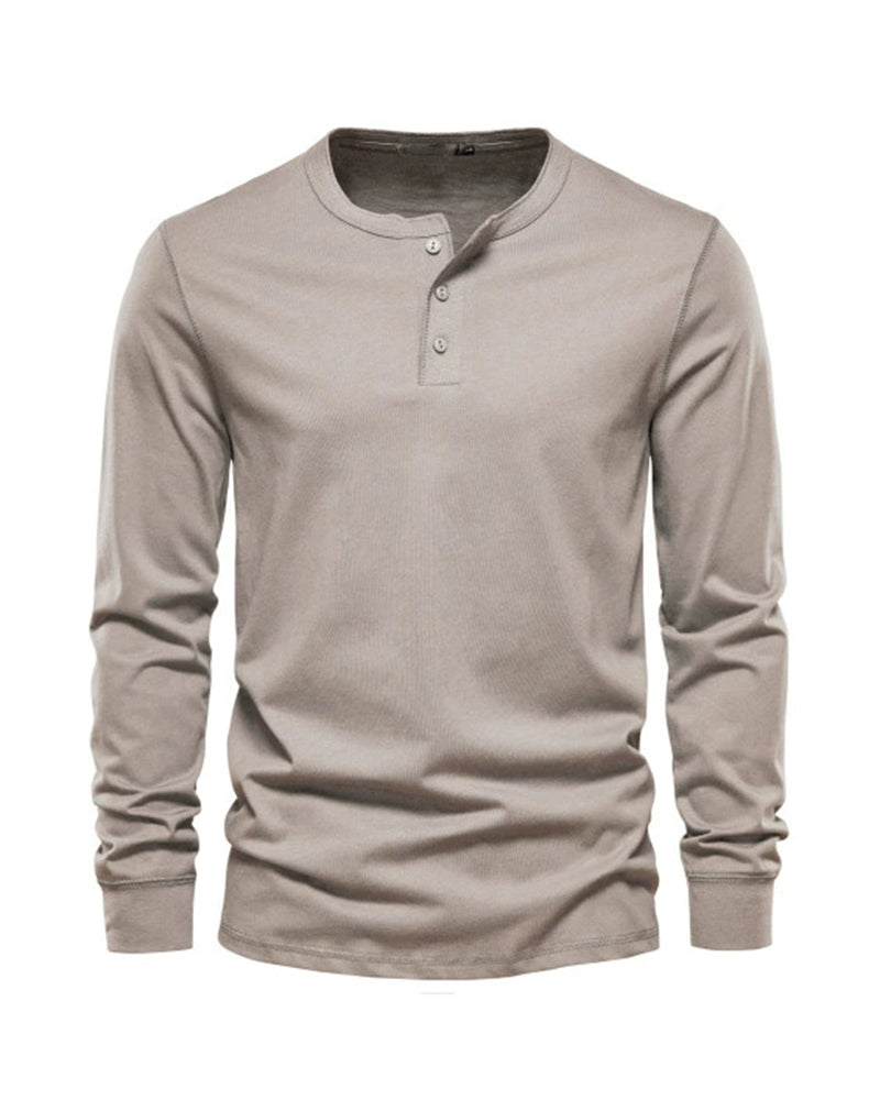 Big & Tall Men's Henry Neck/Round Neck Long Sleeve T-Shirt Base Top XS-5XL