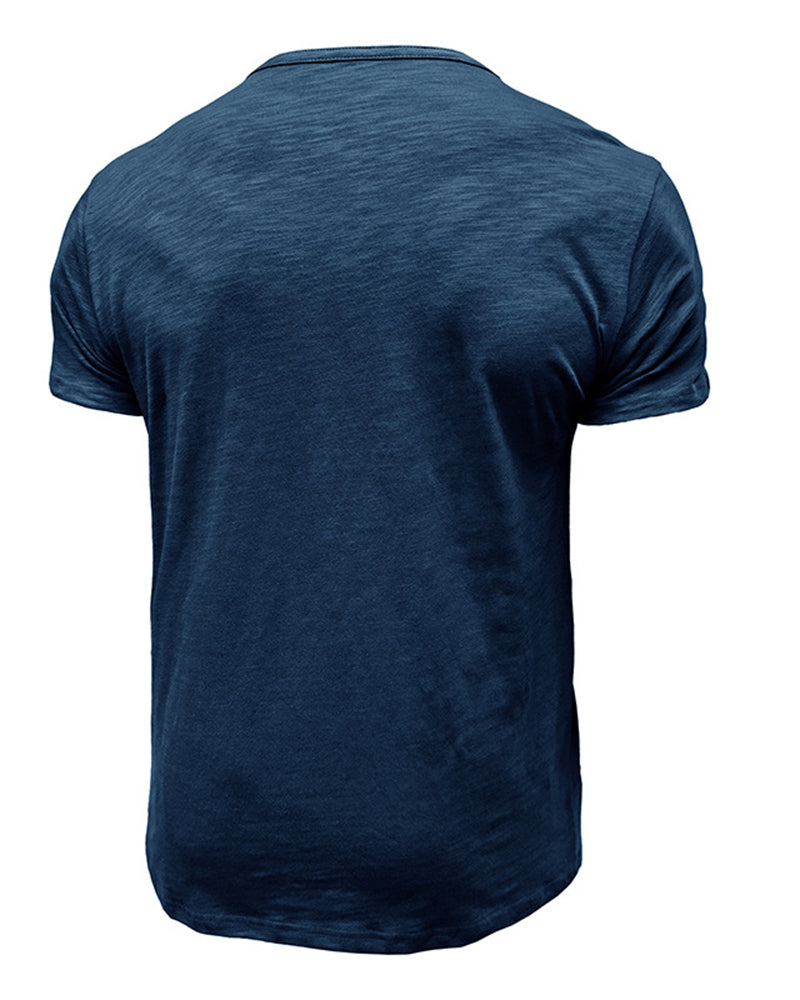 Big & Tall Men's Solid Color Slub Cotton Henry Collar T-Shirt S-2XL