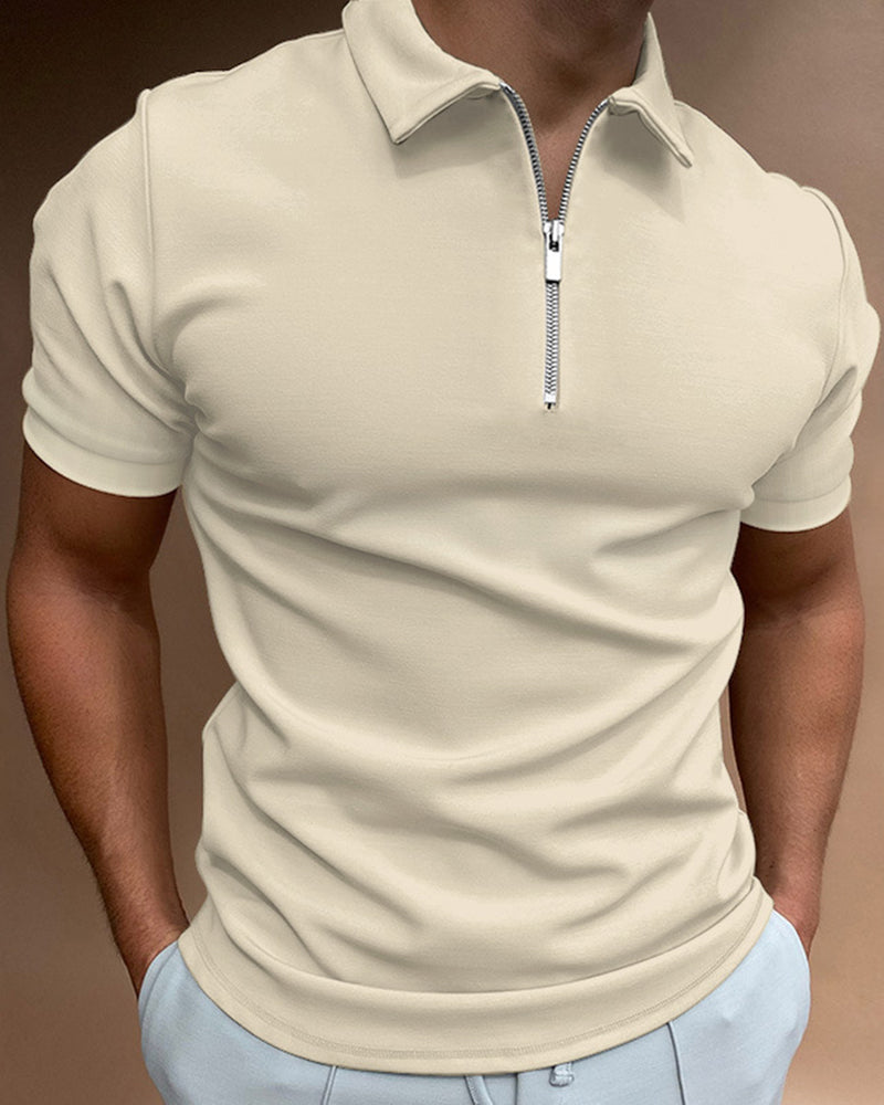 Summer Men's Polo Shirt Solid Color Short-sleeved Lar T-shirt Casual Fit Top Large Size