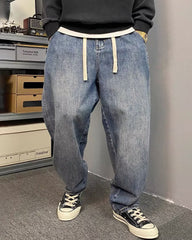 Big & Tall Men's Japanese Vintage Washed Jeans  M-8XL