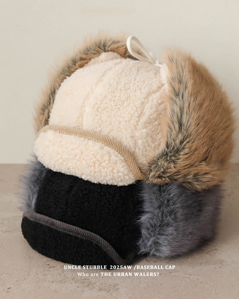 Thickened Lamb Fleece Ear Protection Flying Hat Unisex