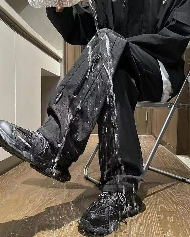 Big & Tall Men's Waterproof Charge Soft Shell Thickened Loose Straight Leg Pants M-5XL