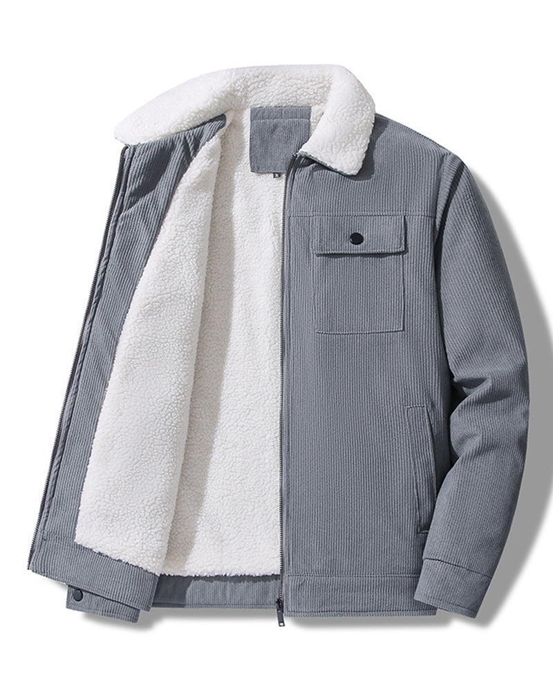 Big & Tall Men's Corduroy Thickened Lambskin Jacket Coat M-5XL