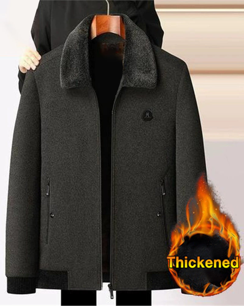 Big & Tall Men's Mid-length Padded Tweed Chenille Coat L-4XL