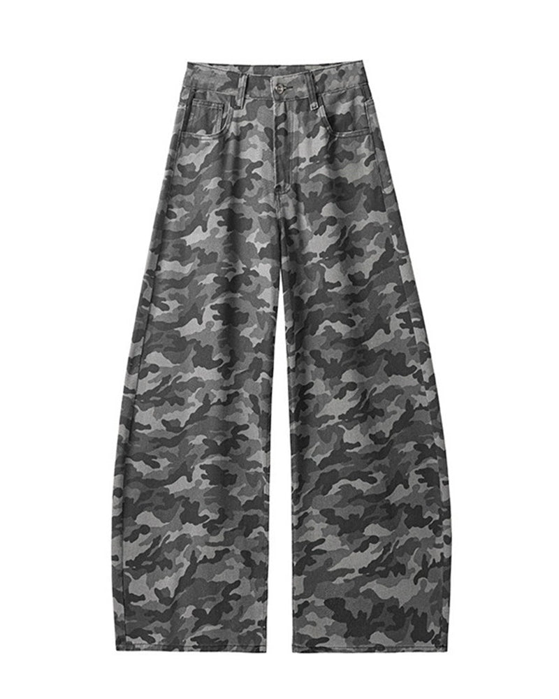 Big & Tall Men's Vintage Camouflage Jeans Loose Pants M-5XL