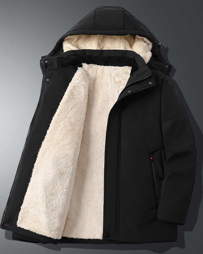 Solid Color Thickened Lamb Fleece Cotton-padded Jacket L-8XL