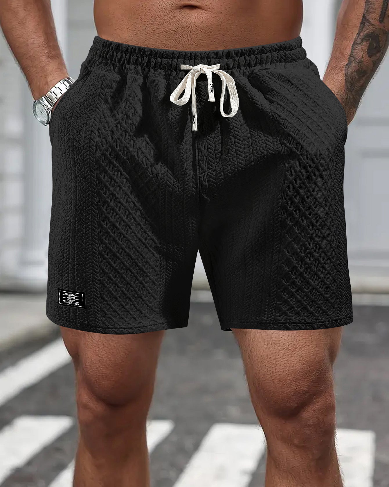 Men's Foreign Trade Men's Casual Drawstring Jacquard Outdoor Sports Shorts Loose Comfortable