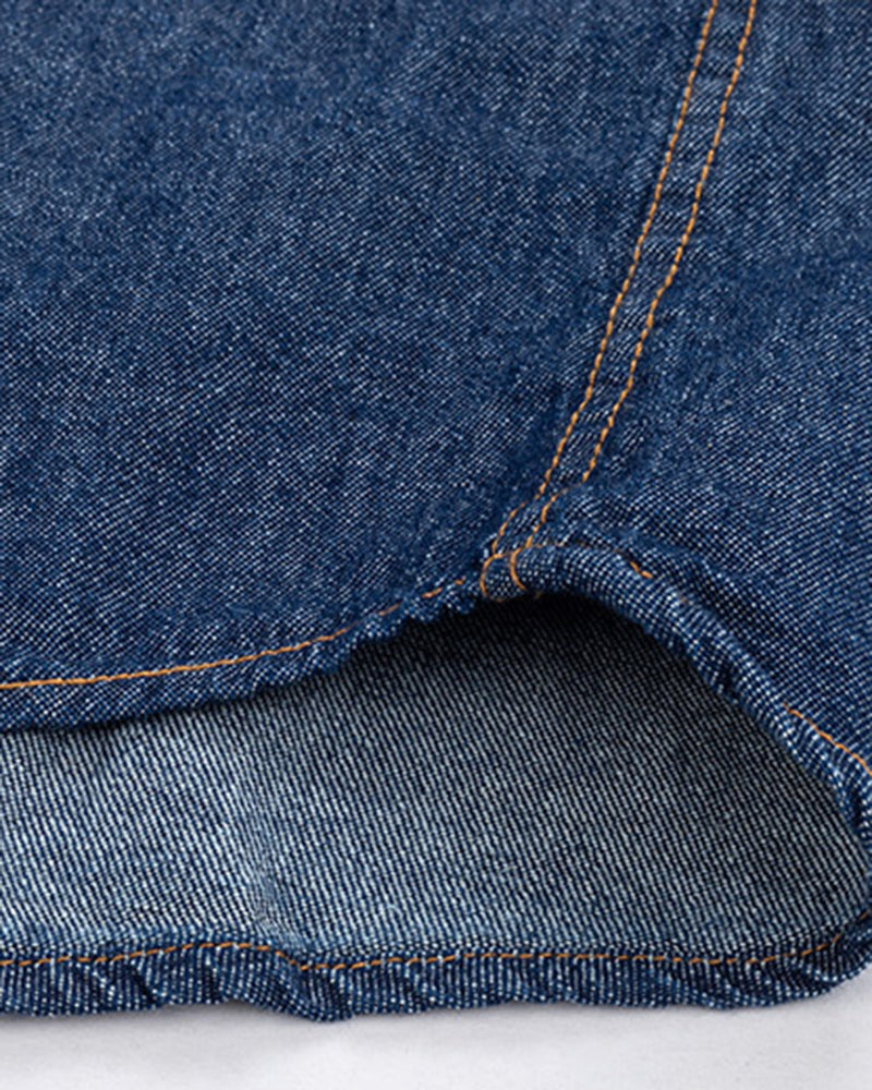 🔥Christmas 50% Off Exclusive ✨Big & Tall Men's Vintage Cotton Blue Denim Lapel Long Sleeve Shirt M-4XL