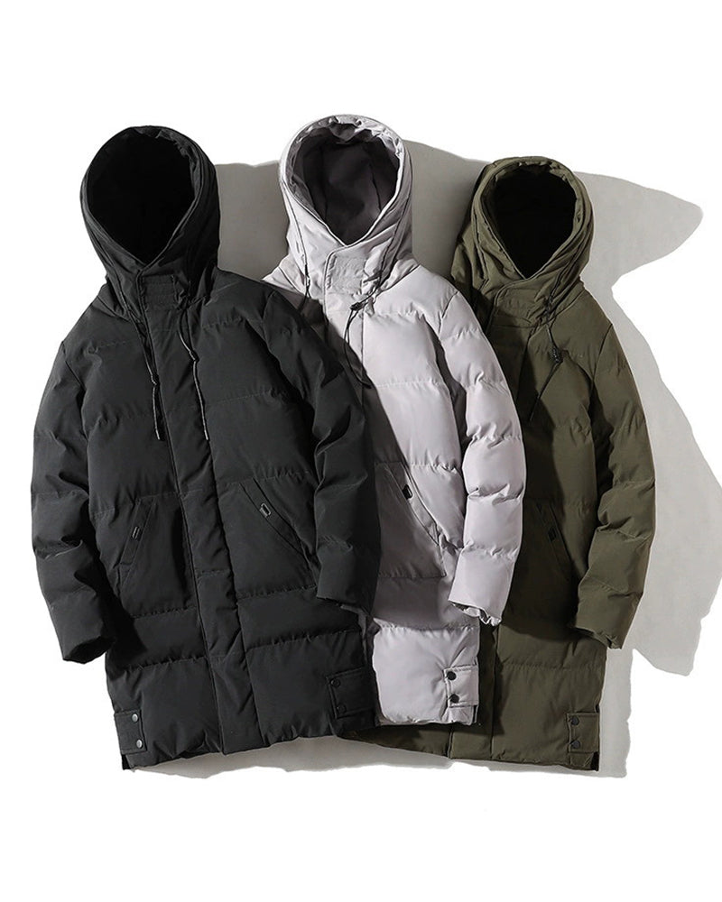 Big & Tall Men's Loose Hooded Padded Medium And Long Coat M-8XL