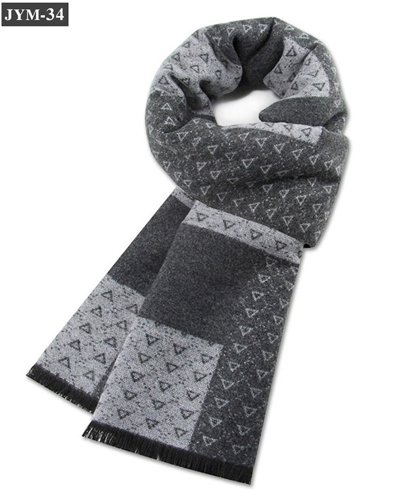 New Men's Scarf Wool Blended Plaid Scarf Men's Winter Warm Plaid Scarf Factory Customized Wholesale