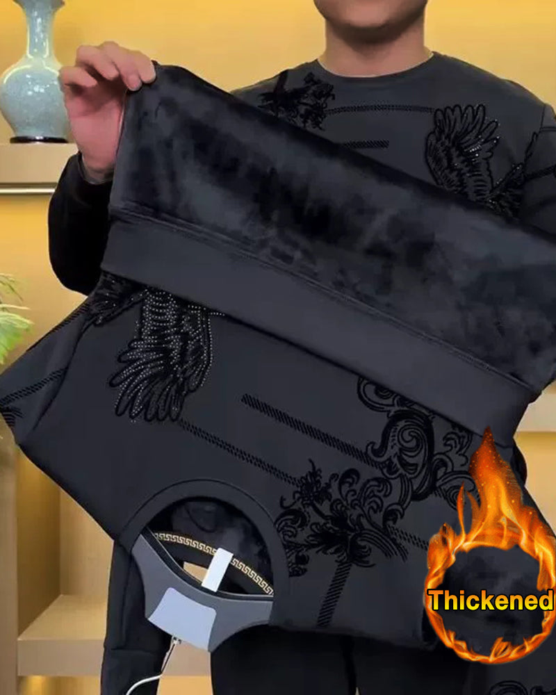 Big & Tall Men's Pattern Thickened Round Neck Sweater M-5XL