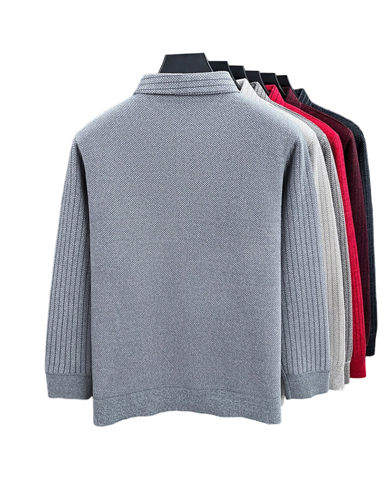 Big & Tall Men's Fake Two-piece Lapel Padded Sweater M-4XL