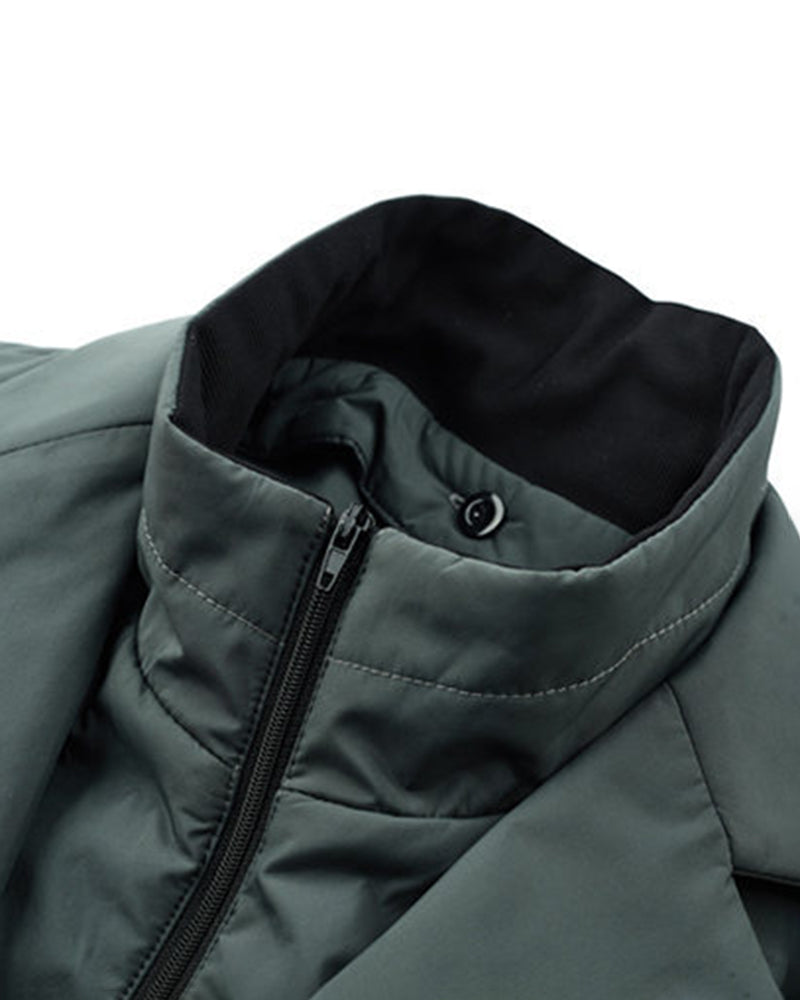 Big & Tall Men's Winter Down Suit Can Be Removable With Vertical Collar Fake Two-piece M-6XL