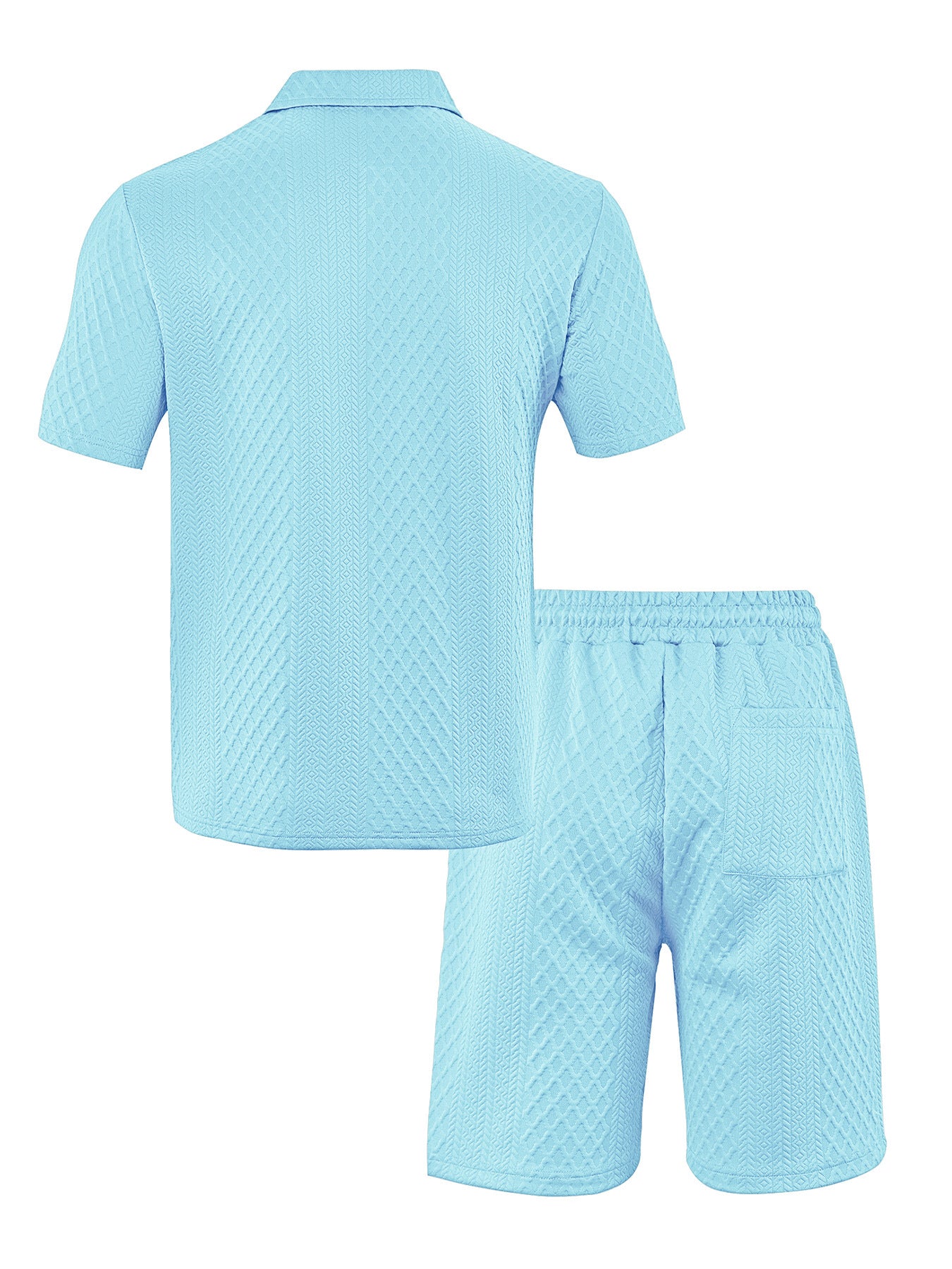 S-5XL Jacquard Men's Casual Sports Lapel Polo Shirt Short Sleeve Suit
