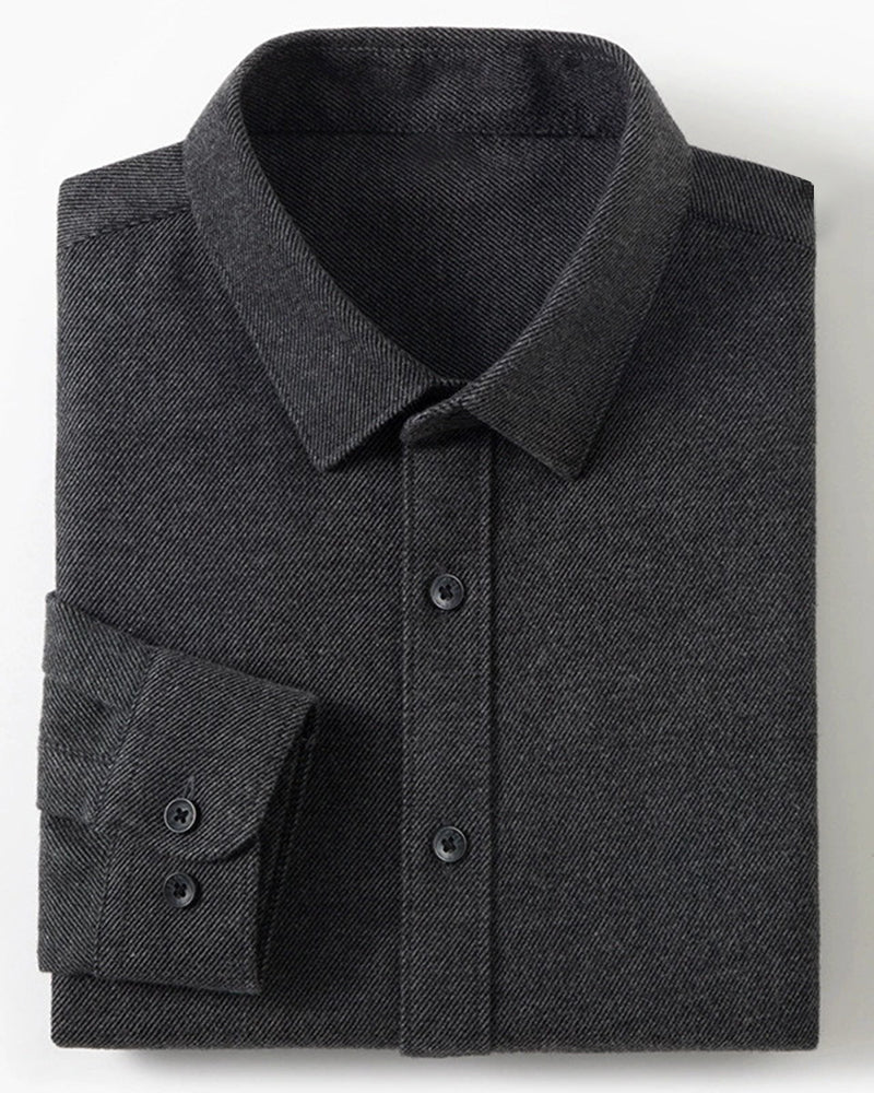 Big & Tall Men's Wool Blend Twill Long Sleeve Shirt Machine Washable Wrinkle Resistant S-4XL