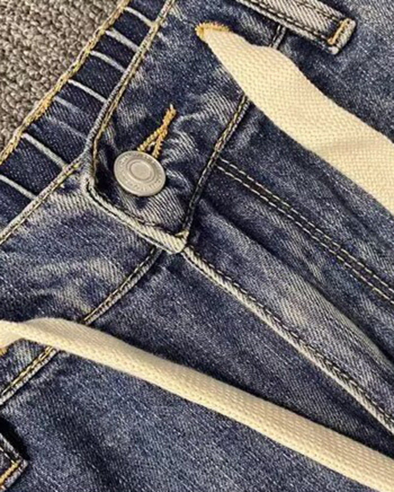 Big & Tall Men's Japanese Vintage Washed Jeans  M-8XL