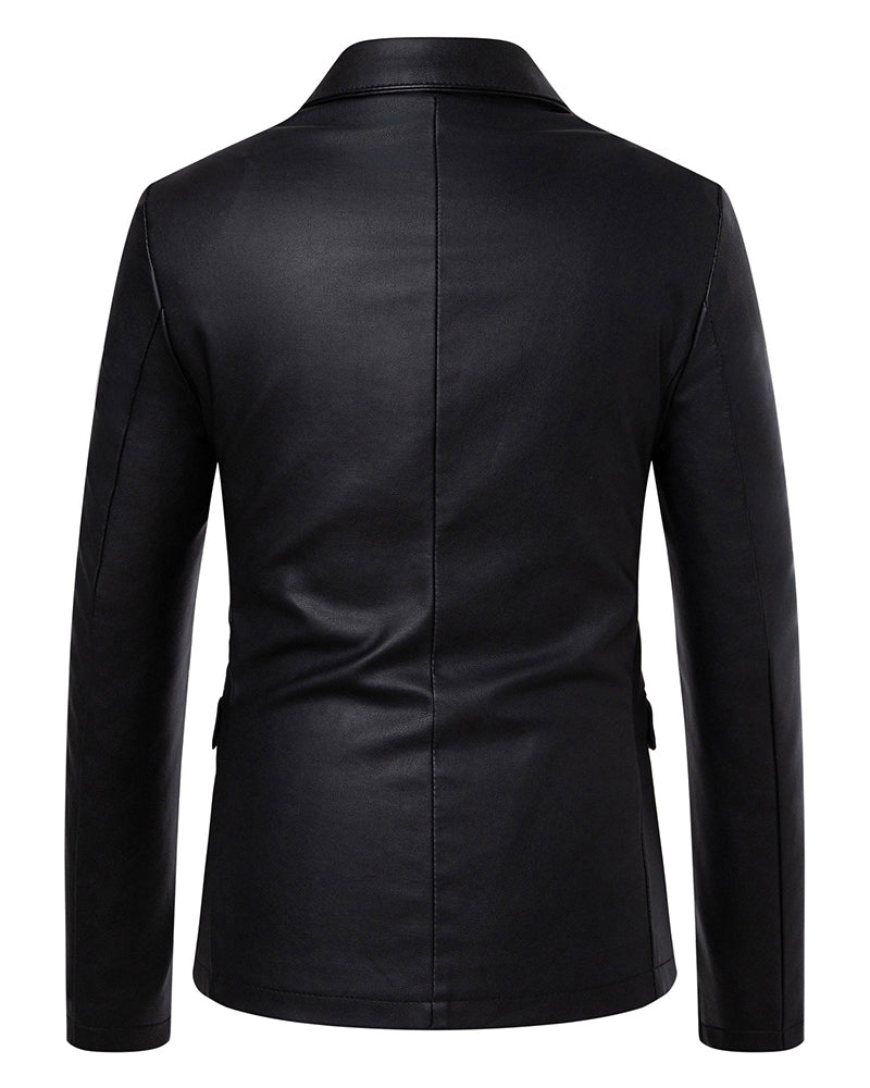 Big & Tall Men's Casual Slim Leather Jacket M-5XL