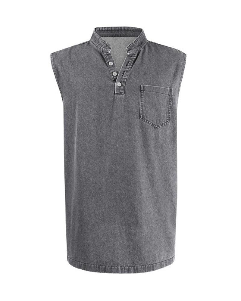 Large-size Men's Explosive Three-button Sleeveless T-shirt Washable Casual Fashionable Vest