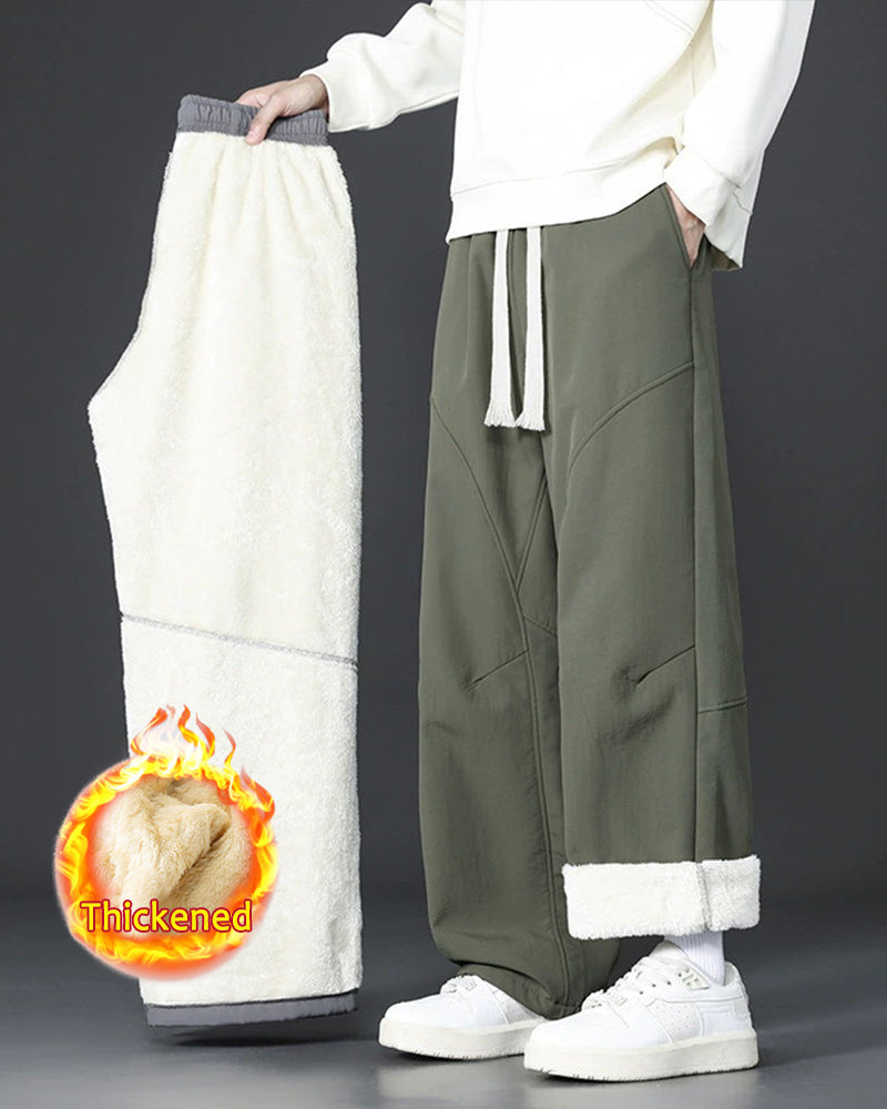 Big & Tall Men's Lamb Velvet Thickened Warm Cold-proof Straight Pants M-4XL