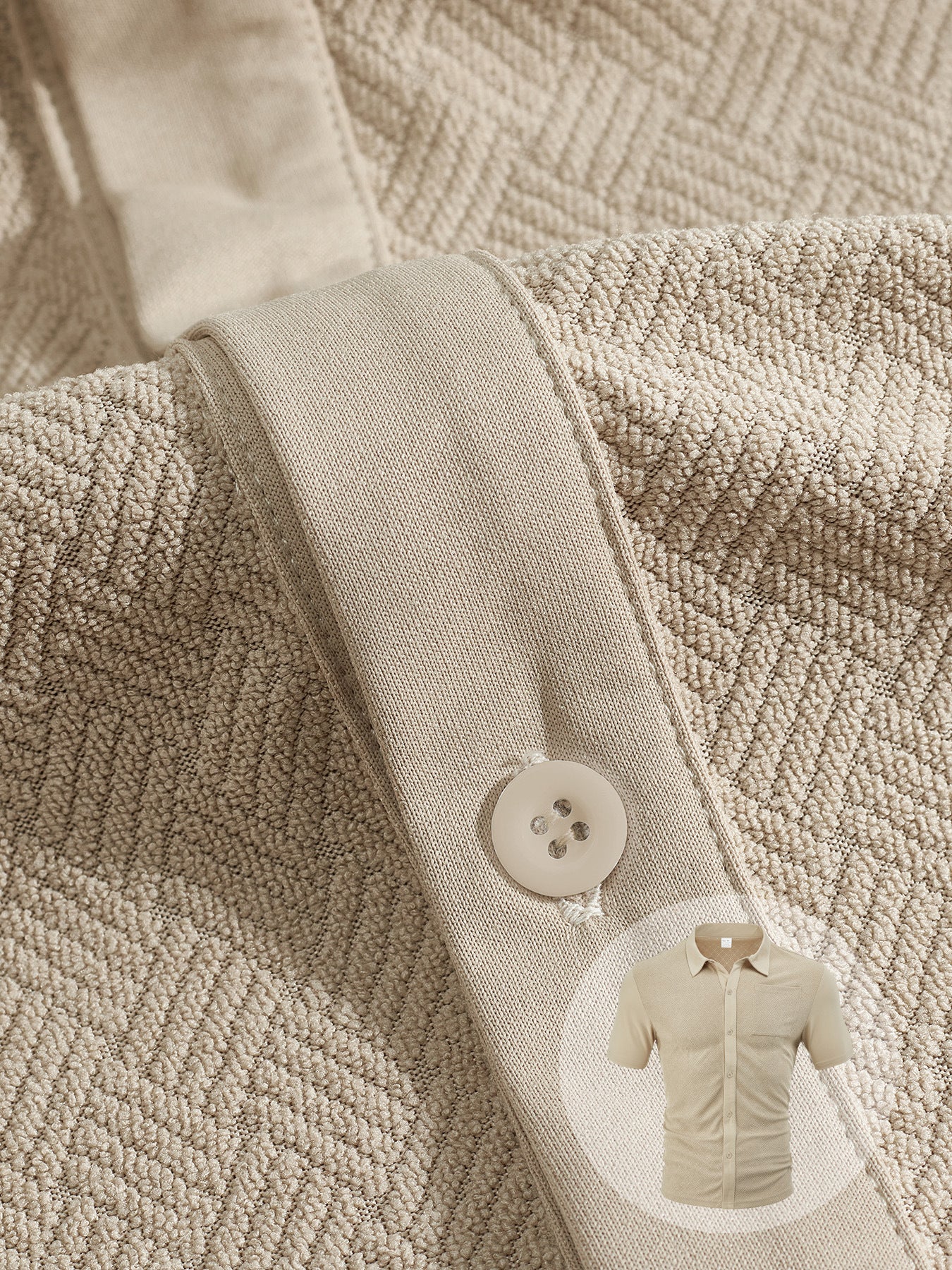 S-3XL Lapel Towel Jacquard Short Sleeve Shirt