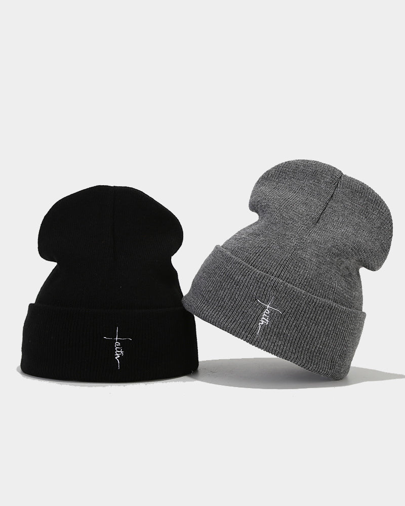 Street Hip Hop Letter Embroidered Knit Hat-Unisex
