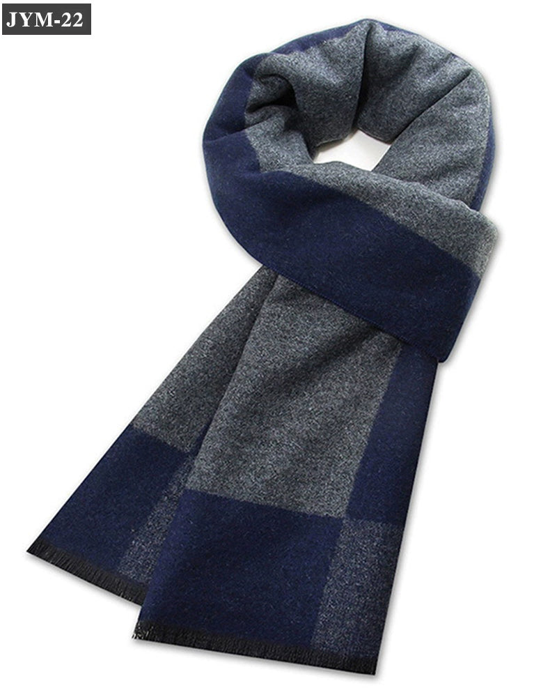 Wool Blend Plaid Scarf Men's Winter Warm Plaid Scarf