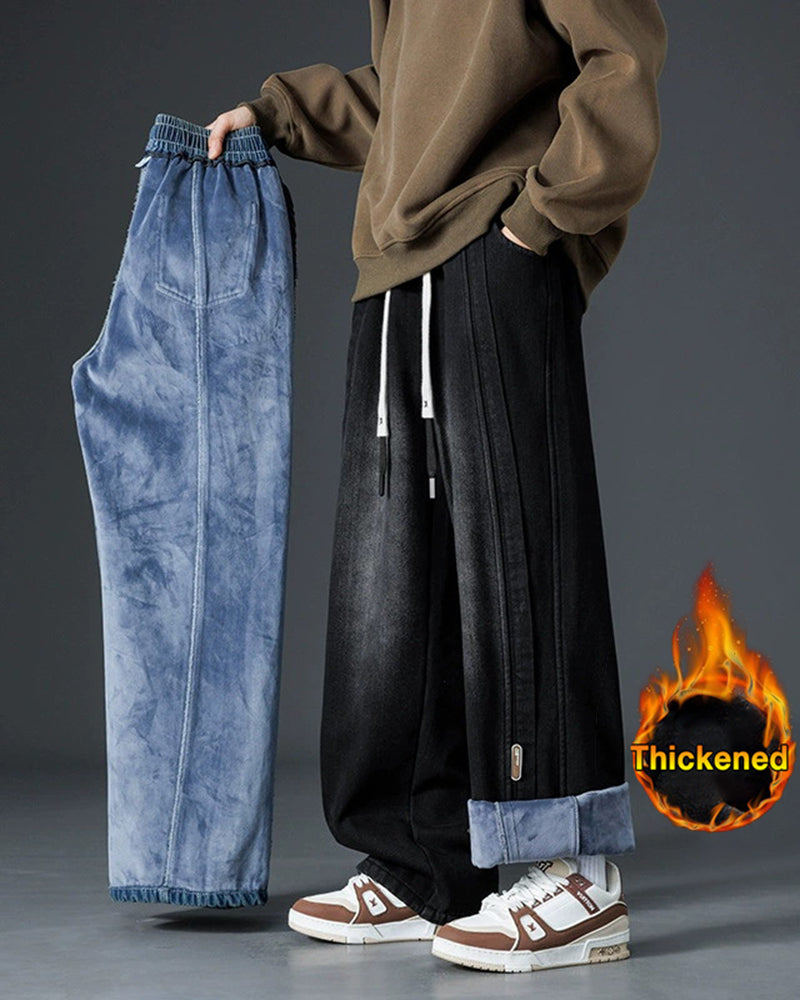 Big & Tall Men's Thickened Loose Straight Denim Pants M-8XL