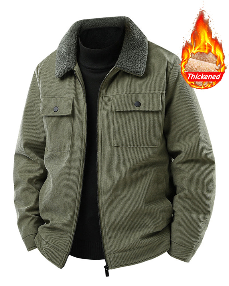 Big & Tall Men's Corduroy Thickened Lambskin Jacket Coat M-5XL