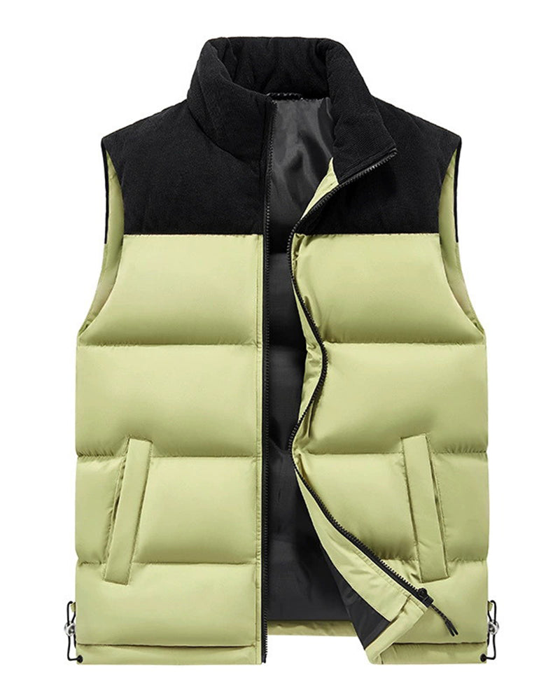 Big & Tall Men's Corduroy Colorblock Collar Vest Jacket S-5XL