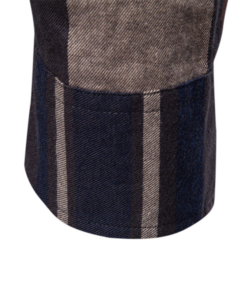 Big & Tall Men's Business Check Cotton Long Sleeve Shirt S-2XL