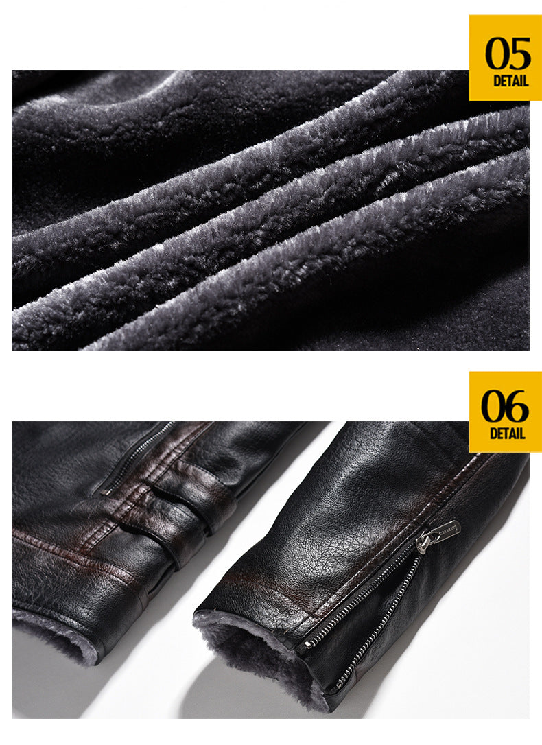 Big & Tall Men's Vintage Faux Leather Thick Vintage Jacket S-3XL