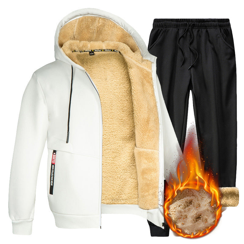 🔥Christmas 50% Off Exclusive ✨Two-piece Set Men's Solid Zip Up Hooded Jacket & Drawstring Waist Pants Set