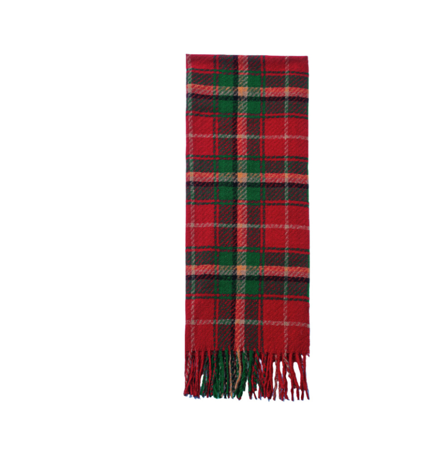Autumn And Winter Christmas Red And Green Plaid Tassel Scarf Shawl