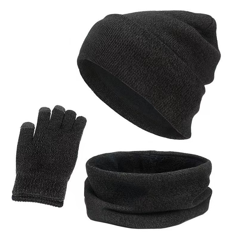 Outdoor Autumn And Winter Thick Hat Scarf Gloves Three-piece Set