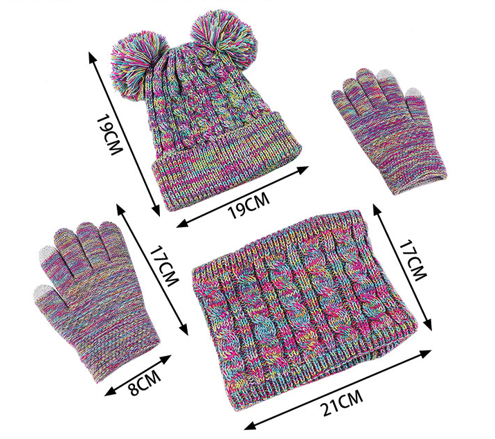 Autumn And Winter Children Plus Velvet Hat Scarf Gloves Three-piece Suit