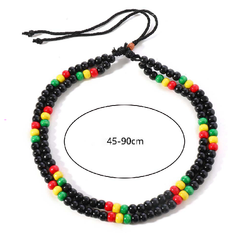 Red Yellow Green 8mm Wooden Beads Handmade Necklace Multi-layer Necklace Set