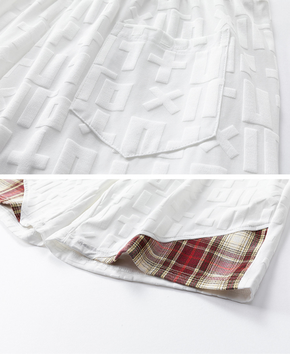 L-9XL Casual Sports Letter Jacquard Plaid Shorts