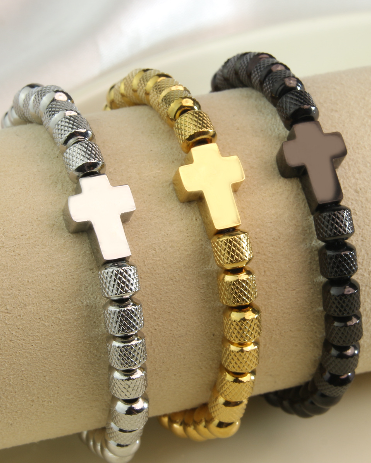 Cross Beaded Woven Adjustable Bracelet