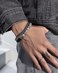 Street Trend Frosted Map Stone Double Layer Bracelet