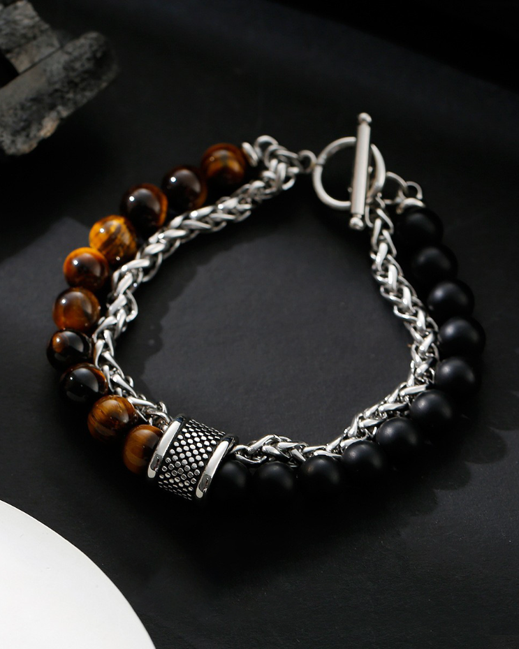 Street Trend Frosted Map Stone Double Layer Bracelet