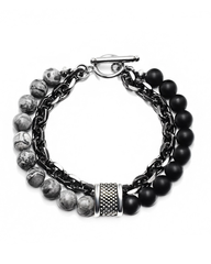 Street Trend Frosted Map Stone Double Layer Bracelet