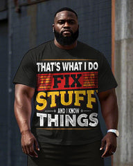 Big Men's Simple Letter Style FIX STUFF Street Fashion Short Sleeve T-Shirt Shorts Set