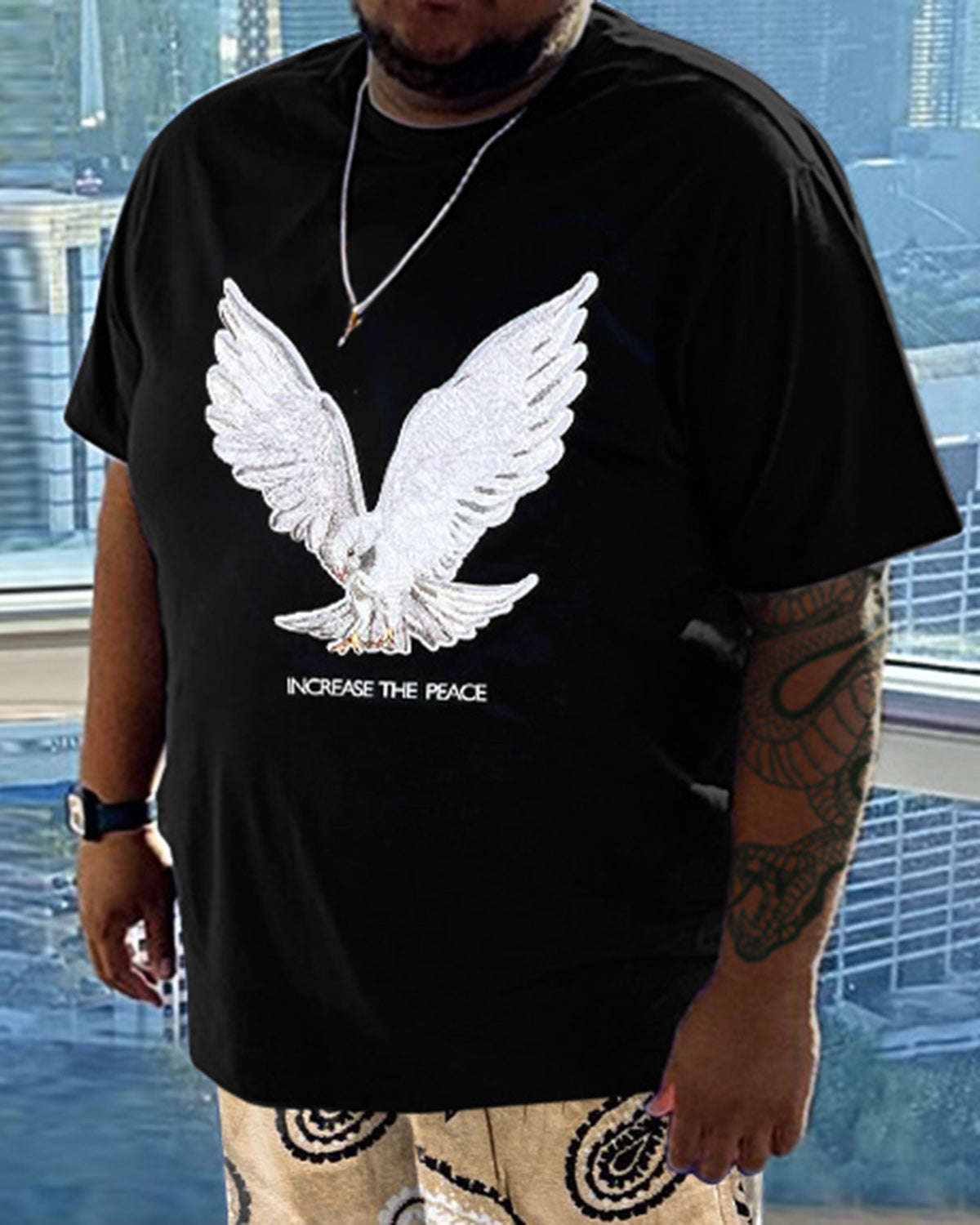 Men's Daily Casual Pigeon Printed Short Sleeve T-Shirt Set