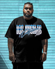 Front And Rear Printed Cool Car Letter T-shirt Shorts Suit Men's Plus Size