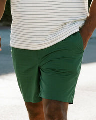 Big & Tall Men's Business Green Patchwork Stripe Printed Short Sleeve Zipper Polo Shirt Shorts Suit