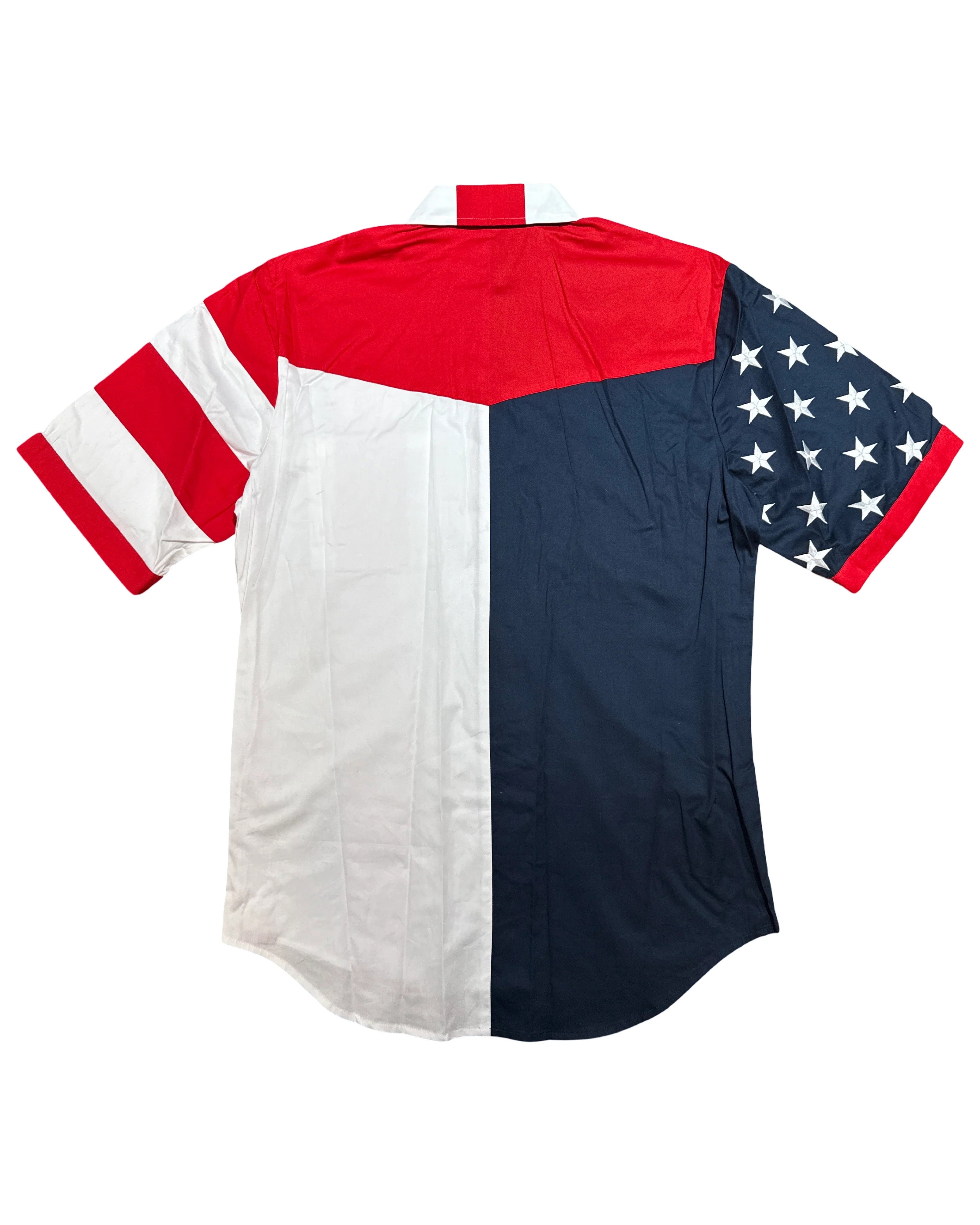Big & Tall Men's Daily Casual Independence Day Western Style Shirt Flag Design Shirt-Short Sleeve Shirt Trousers Suit